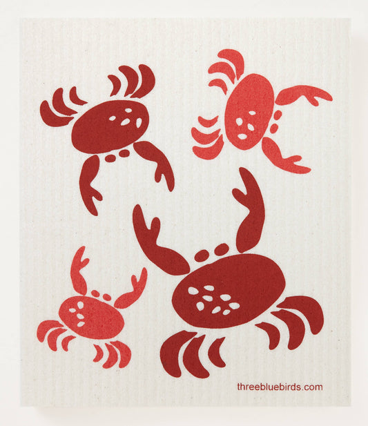 Coral Crabs Swedish Dishcloth