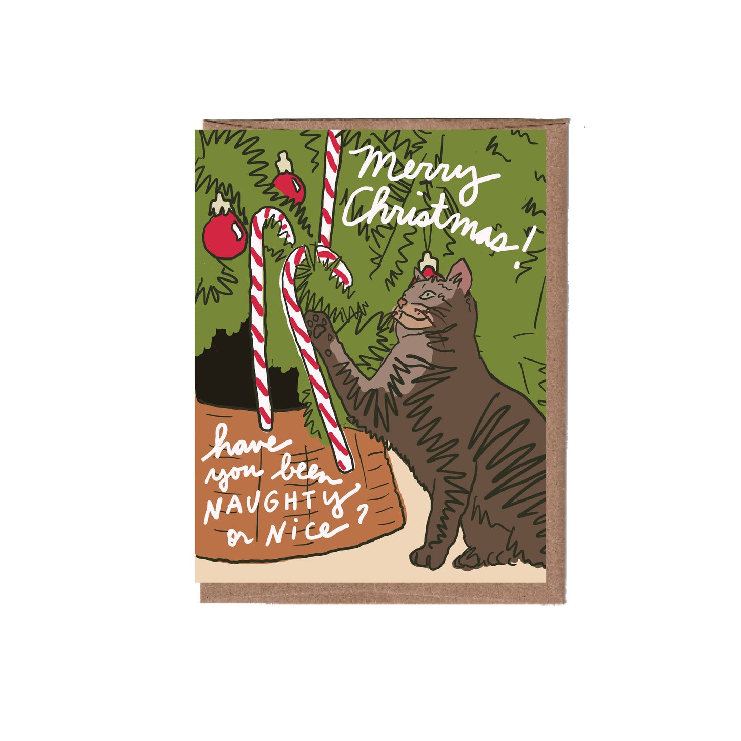 Scratch & Sniff Candy Cane Cat Holiday Card