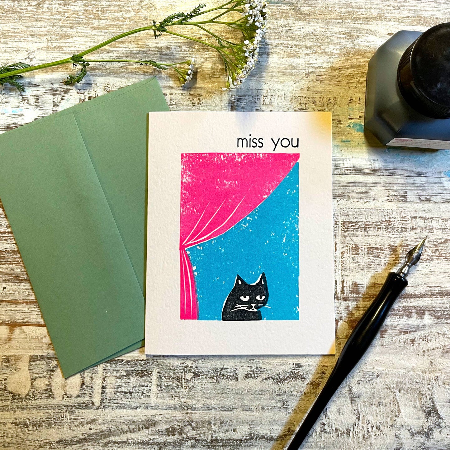 Miss You Cat Card