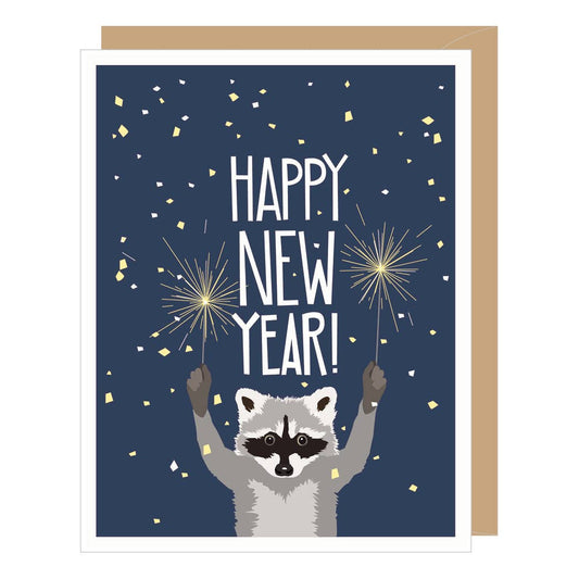 Raccoon Happy New Year Card