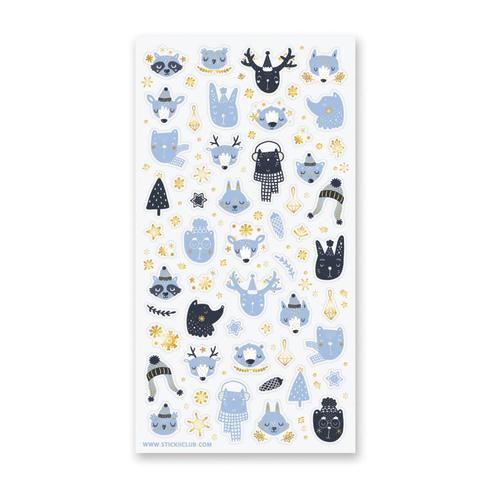 Black and Blue Winter Sticker Sheet, 2 Packs