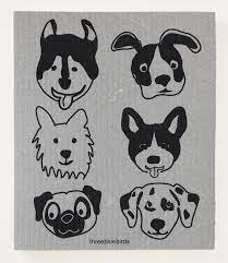 Playful Pups on Grey Swedish Dishcloth