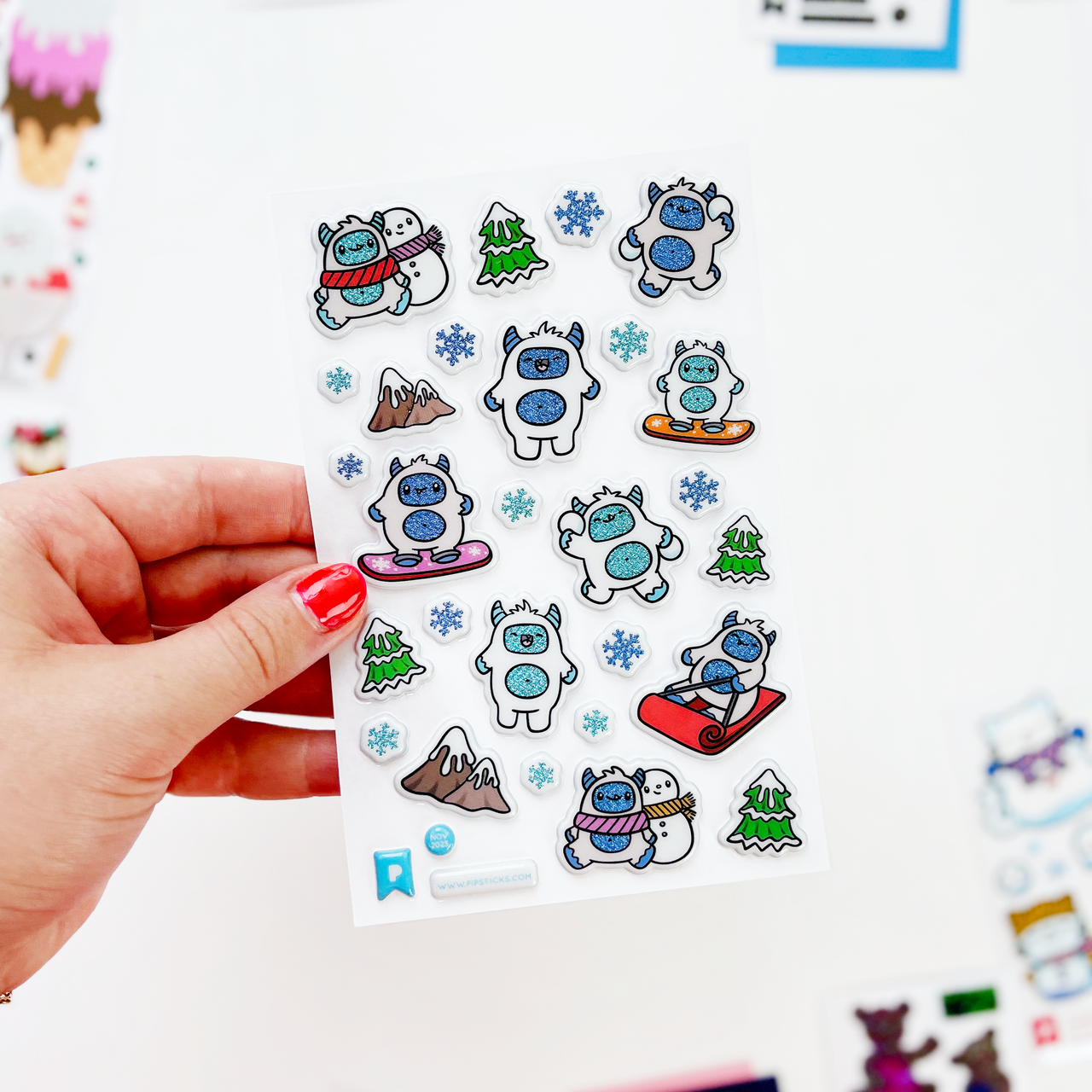 Puffy Playful Yetis Stickers