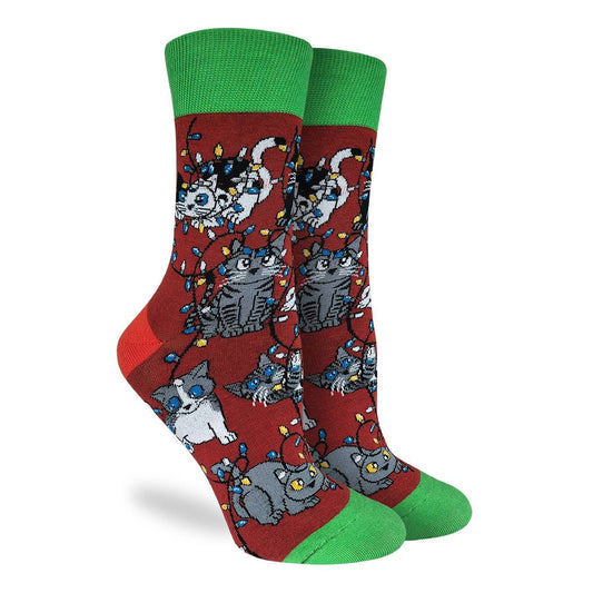 Cats in Christmas Lights Unisex Socks - Large