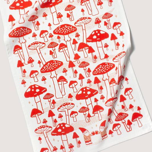 Gnome Mushroom Tea Towel