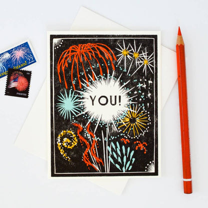 You! Fireworks Blank Card