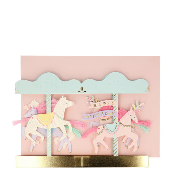 Happy Birthday Unicorn Carousel 3D Card