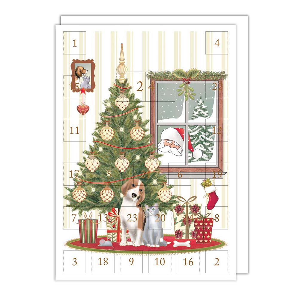 Pets Beneath the Tree Advent Calendar Card