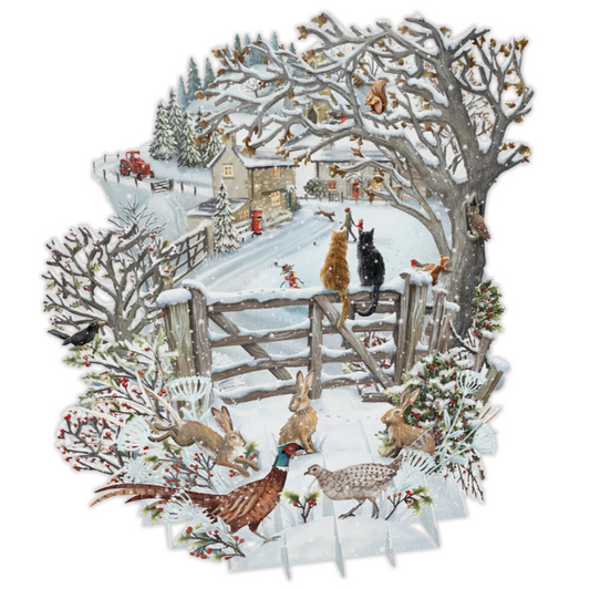 3D Pop-Up Chistmas Card: Let It Snow Country Cats