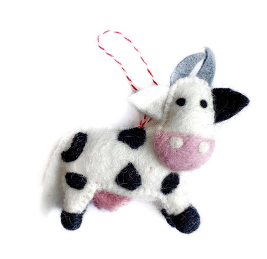 Cow Felted Ornament