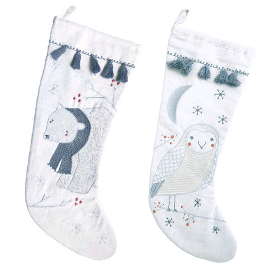 Polar Bear Embroidered Holiday Stocking