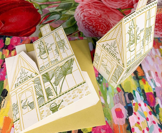 Popup Green House Card