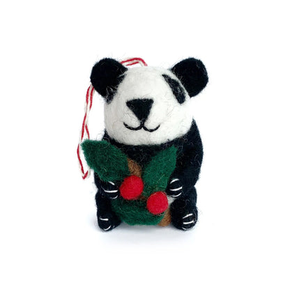 Panda Felted Ornament