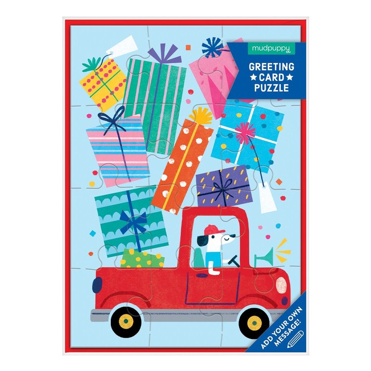 Dog Truck with Presents Puzzle Card - 12pc