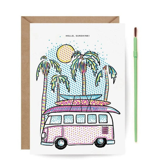 Water Paint Surf Van Card