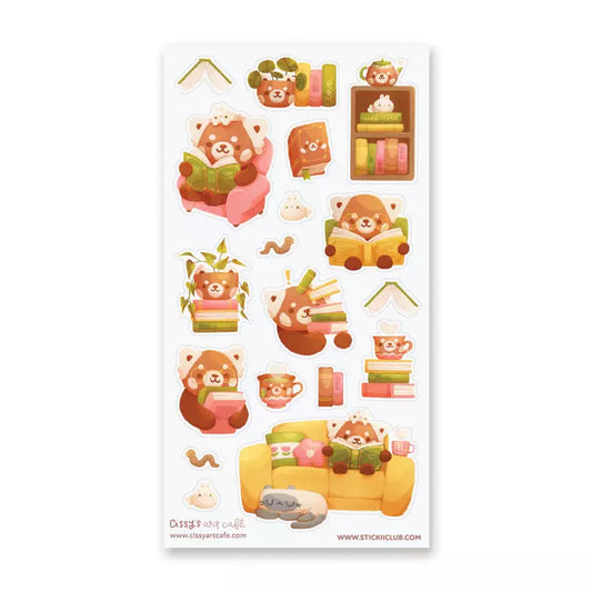 Bookish Red Panda Sticker Sheet