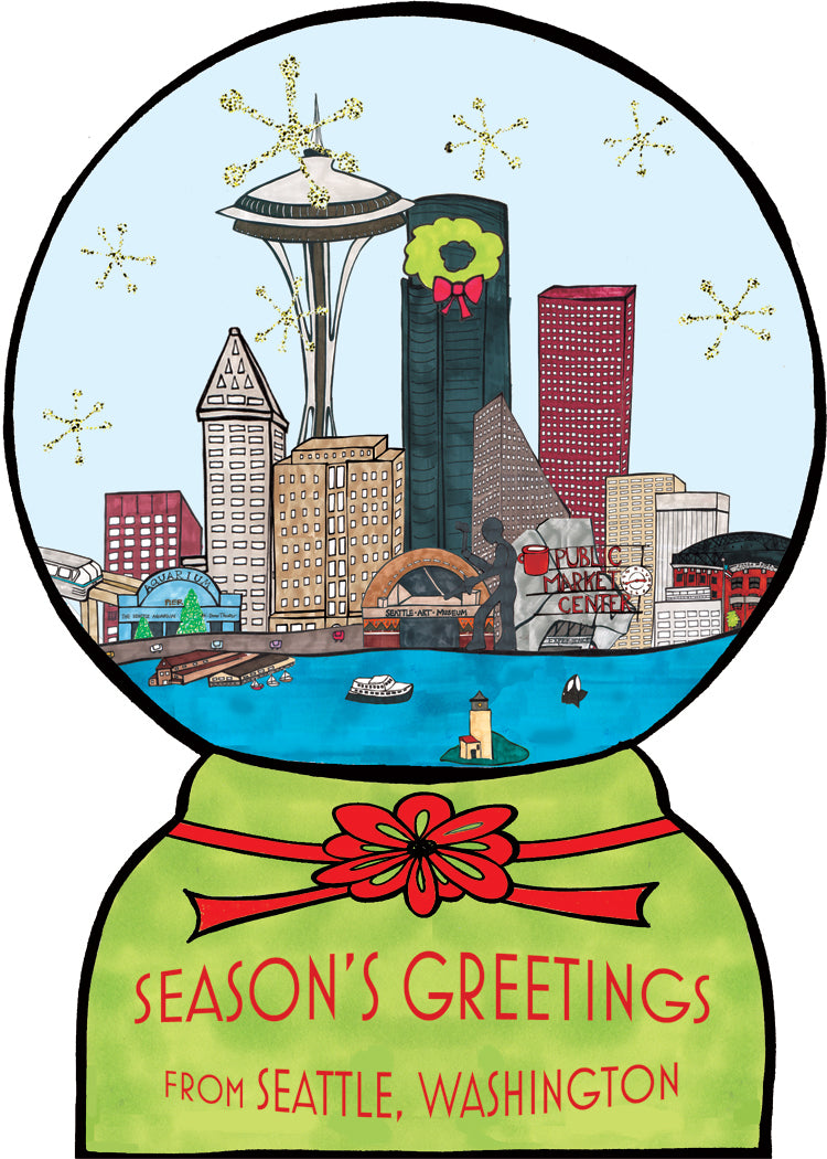 Seattle Snowglobe Holiday Card