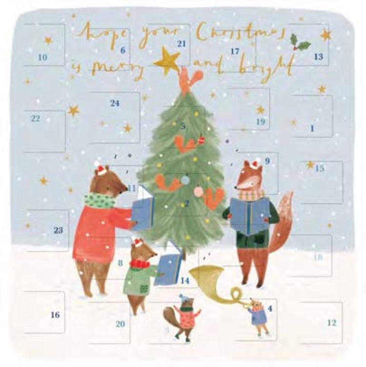 Merry and Bright Tree Advent Calendar Card