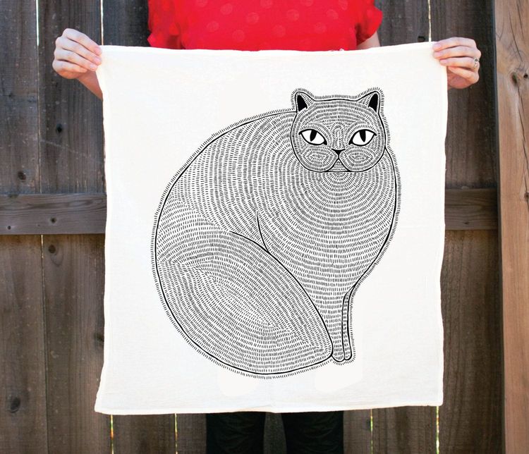 Fat Cat Tea Towel