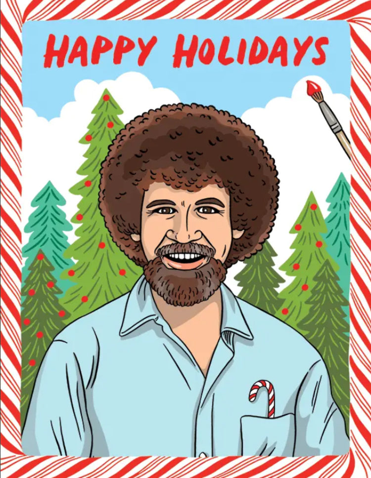 Bob Ross Little Things Happy Holidays Card