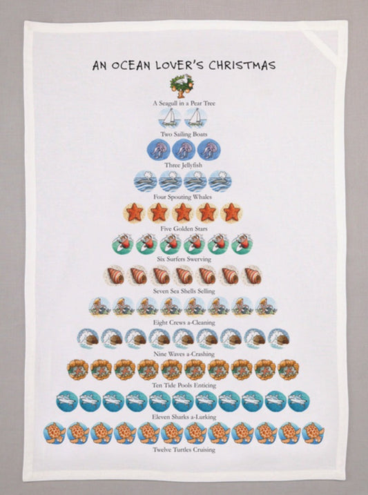 Ocean Lover's Christmas Tea Towel