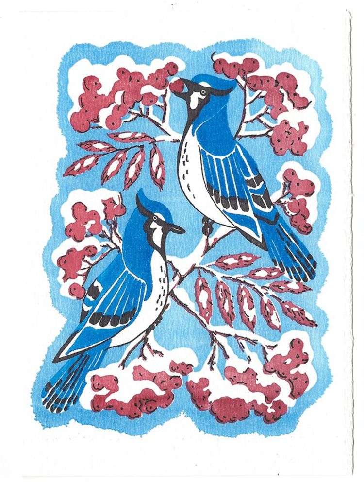 Blue Jays and Berries Christmas Cards