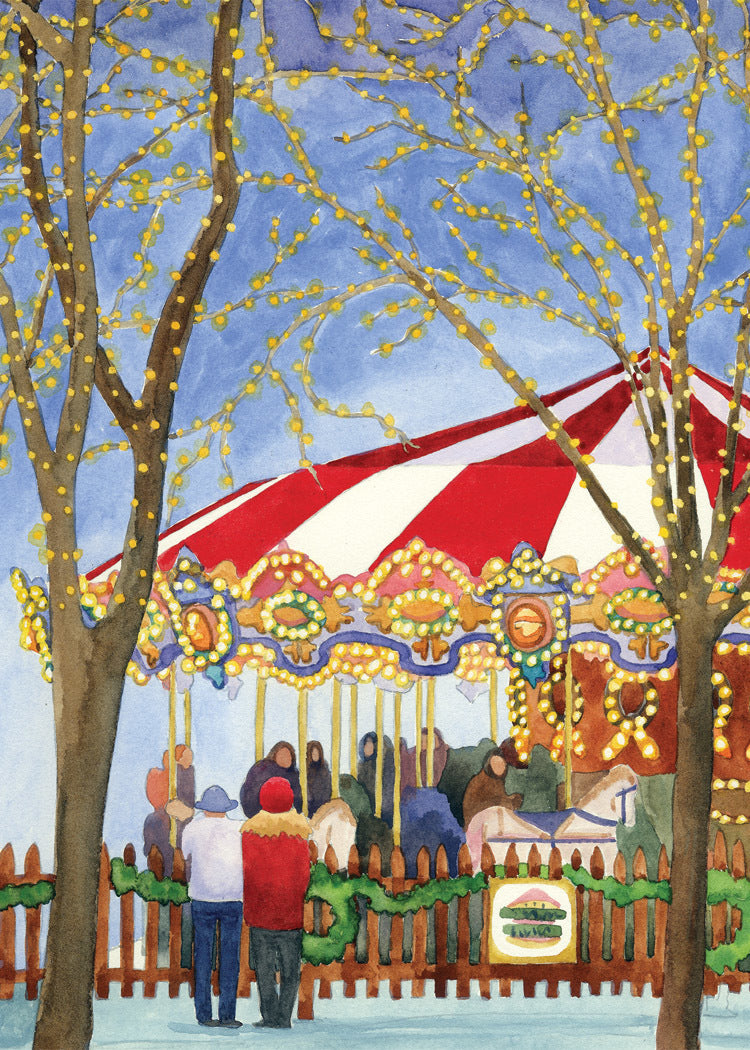 Wintertime Carousel Holiday Card