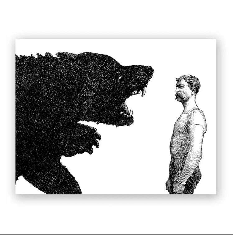 Man VS Bear Birthday Card