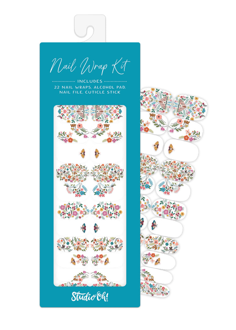 Floral Moths Mani Nail Wrap Kit