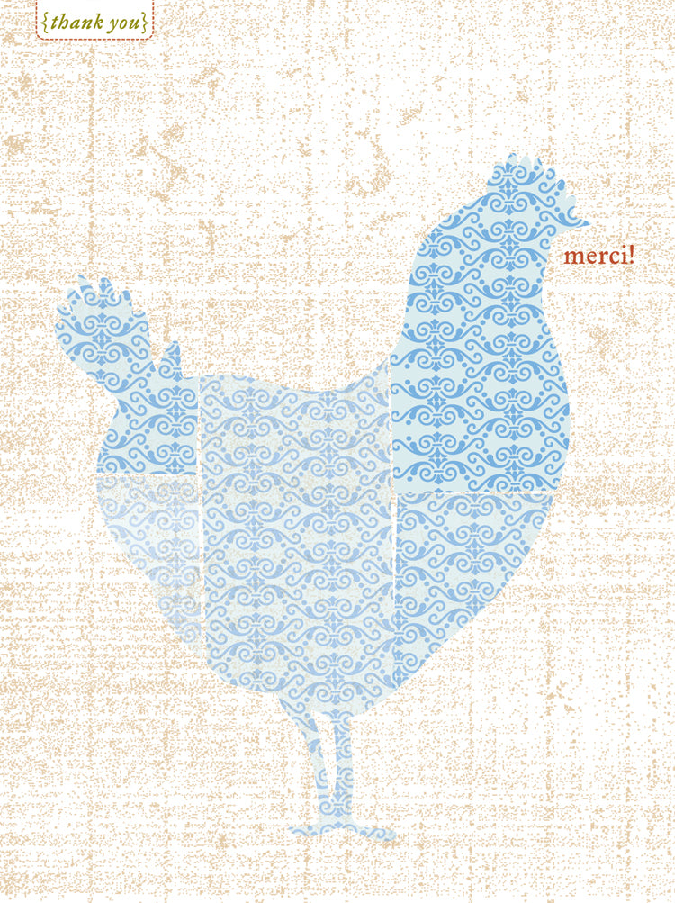 Merci Rooster Card