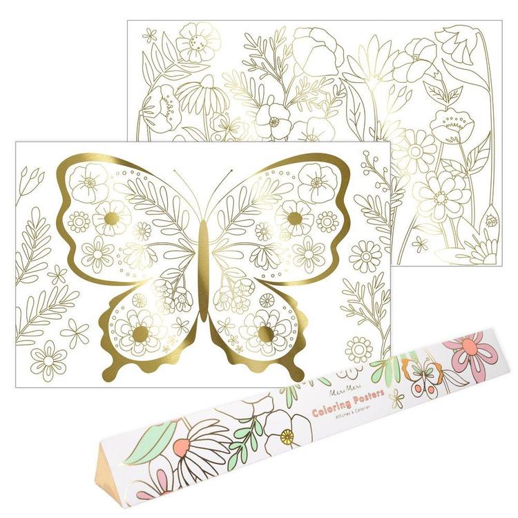 Butterfly Gold Foil Coloring Posters