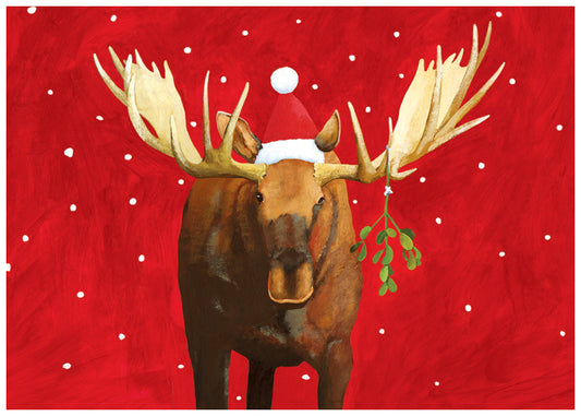 Mistletoe Moose Holiday Card