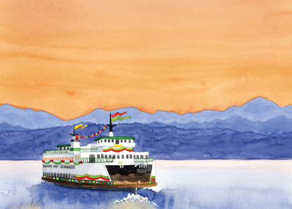 Festooned Ferry Holiday Card