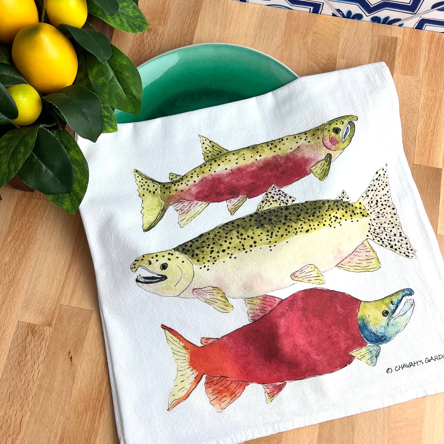 Salmon Flour Sack Tea Towel