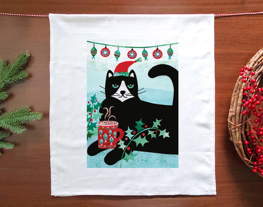 Surly Tuxedo Cat Holiday Towel