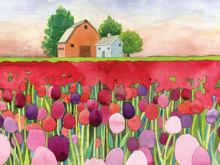 Crimson and Violet Tulips Card
