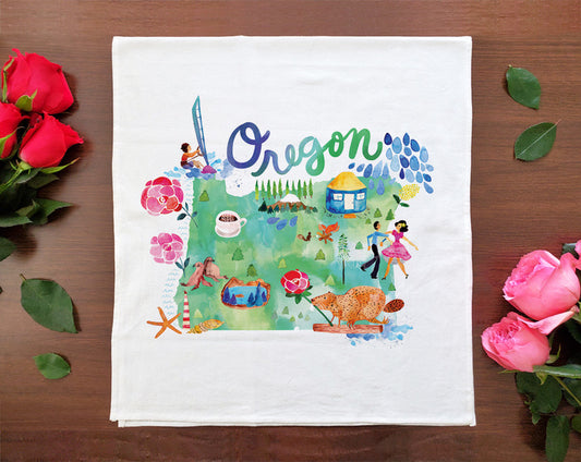 Watercolor USA: Oregon Towel