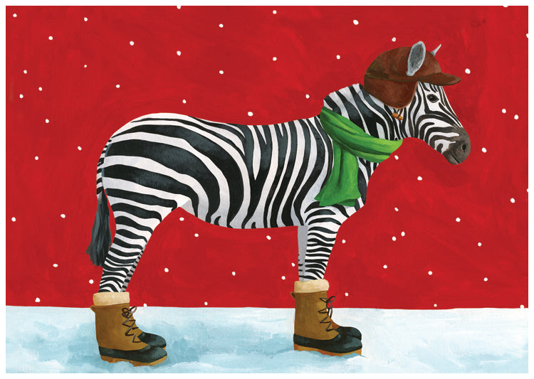 Winter Zebra Holiday Card