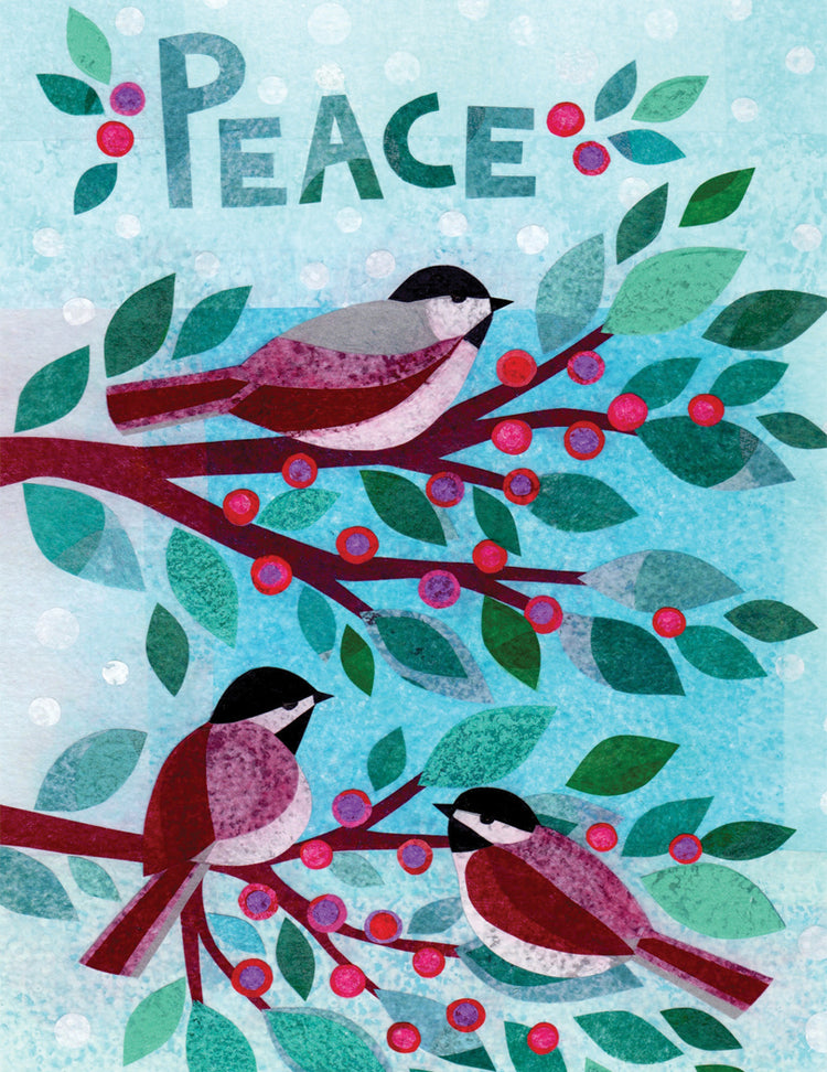 Peace Chickadees Holiday Card