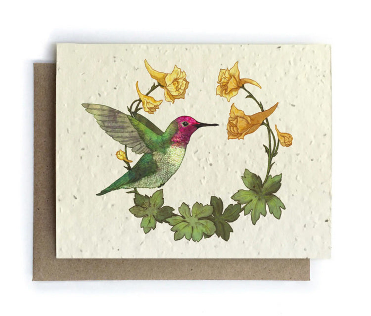 Hummingbird & Larkspur Plantable Herb Seed Card