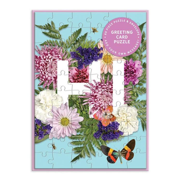 Hi with Flowers Puzzle Card