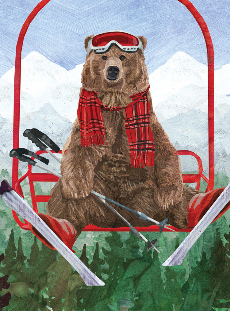 Ski Grizzly Bear Holiday Card