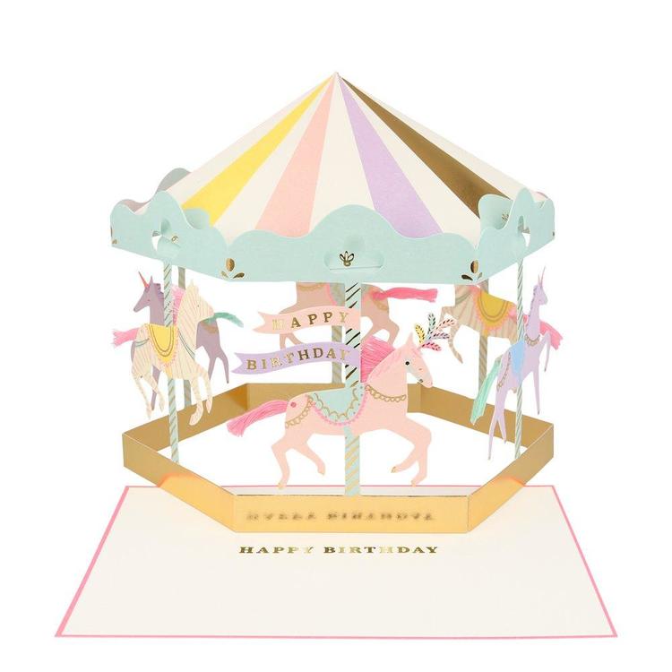 Happy Birthday Unicorn Carousel 3D Card