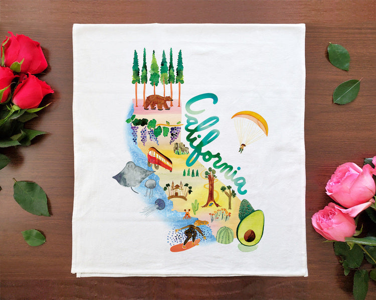 Watercolor USA: California Towel